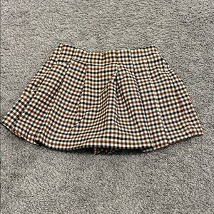 Zara Checkered Skirt in Black, Brown, and White